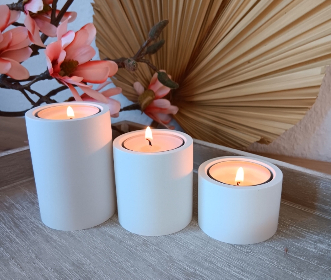 3 Deko Kerzenhalter glatt